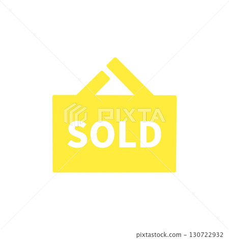 SOLD tag icon - Simple design (yellow) to indicate that an item has been sold or has been sold SOLD tag icon - Simple design (yellow) to indicate that an item has been sold or has been sold 130722932