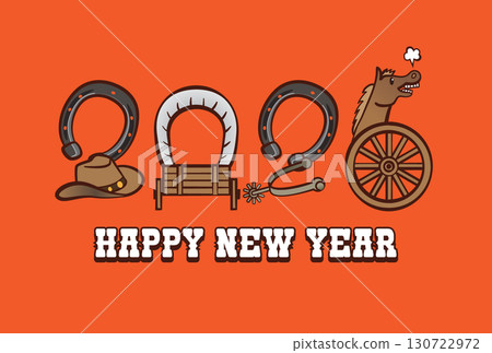 Western-style 2026 New Year's card (vermilion background) Western-style 2026 New Year's card (vermilion background) 130722972