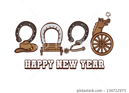 Western-style 2026 New Year's card (white background) 130722973