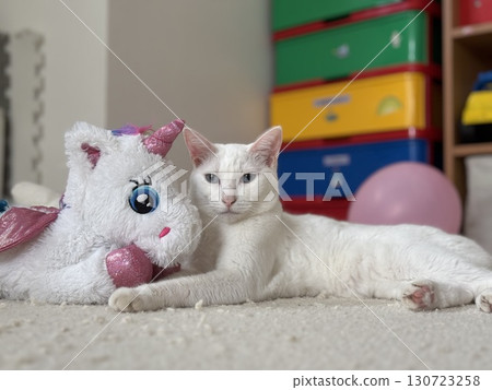 Unicorn and white cat 130723258