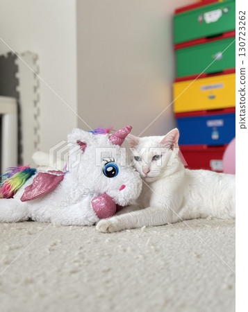 Unicorn and white cat 130723262