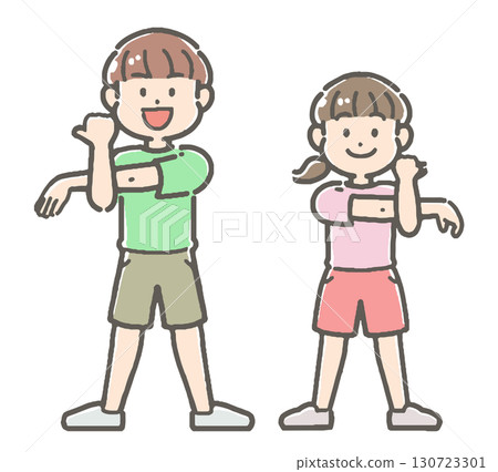 Boys and girls stretching (flexibility) 130723301