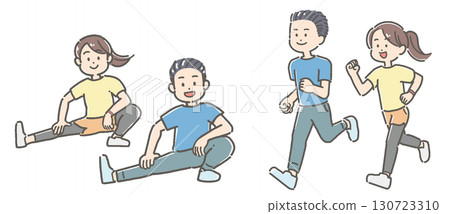 年輕男女伸展和鍛煉 年輕男女伸展和鍛煉 130723310