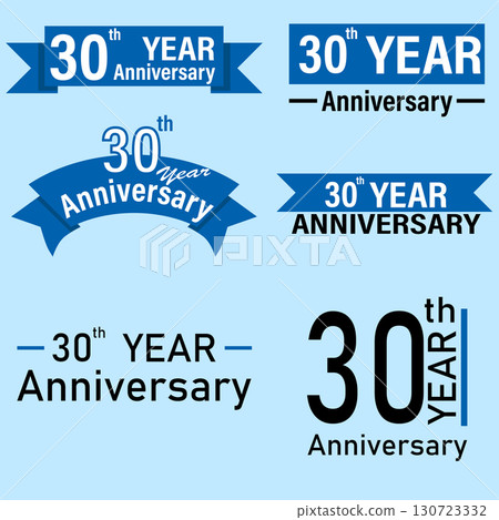 Anniversary Set of 30 Years. Anniversary Celebration Vector Template Design Illustration. Blue color tone in 6 logo. Anniversary Set of 30 Years. Anniversary Celebration Vector Template Design Illustration. Blue color tone in 6 logo. 130723332