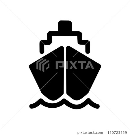 船舶圖示 - 顯示渡輪或船舶的簡單象形圖（黑色） 130723339