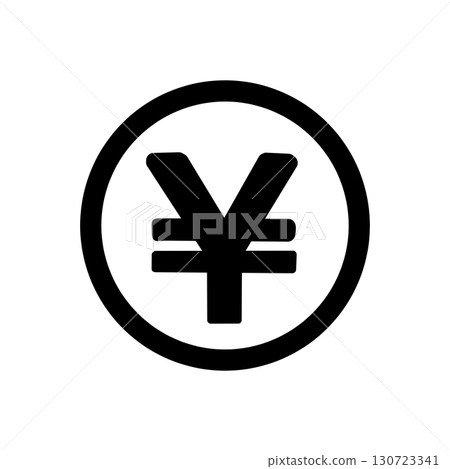 Yen symbol icon surrounded by a circle - Simple pictogram indicating money or currency (black) 130723341