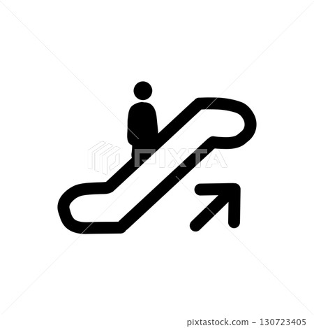 Up escalator icon - Simple pictogram (black) showing movement and facility information 130723405