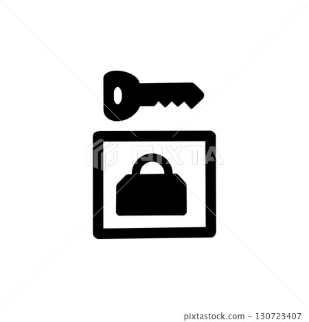 Coin locker icon - simple pictogram indicating luggage storage (black) 130723407