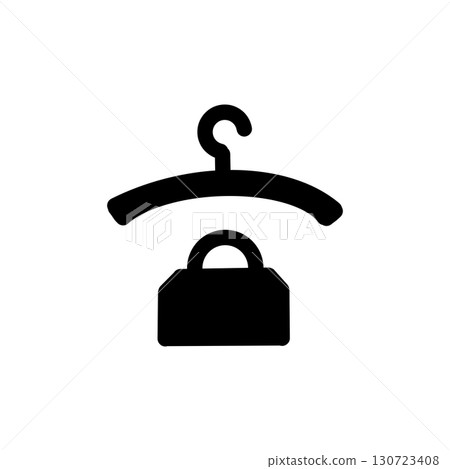 衣帽間圖示 - 表示行李寄存的簡單象形圖（黑色） 130723408