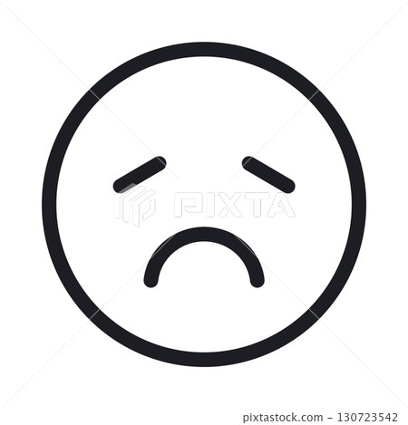憂愁/悲傷臉的簡單圖示（線條畫/透明版） 130723542