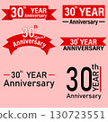 Anniversary Set of 30 Years. Anniversary Celebration Vector Template Design Illustration. Red color tone in 6 logo. 130723551