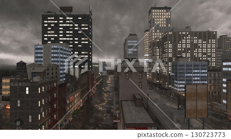 在多雲的天空中的城市景觀 在多雲的天空中的城市景觀 130723773