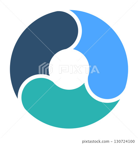 顯示循環過程的圓形圖表。三部分循環圖。分段循環圖。向量插圖。 顯示循環過程的圓形圖表。三部分循環圖。分段循環圖。向量插圖。 130724100