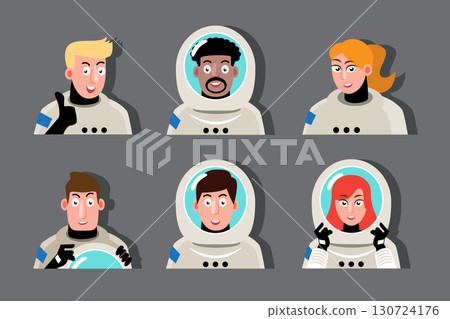 Cartoon astronaut avatars in spacesuit collection 130724176