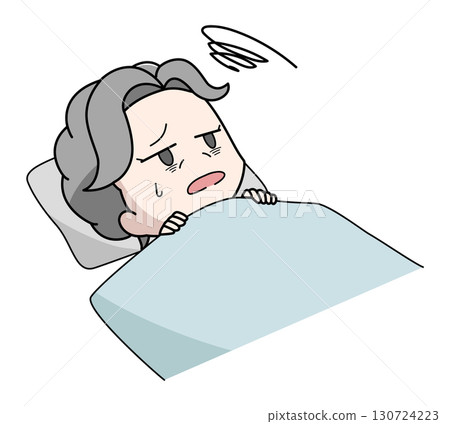 一位即使在床上也無法入睡的老年婦女的插圖 130724223