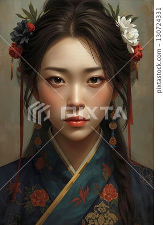 Portrait illustration of a beautiful Chinese woman wearing a kimono, a TRPG character Portrait illustration of a beautiful Chinese woman wearing a kimono, a TRPG character 130724331
