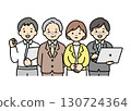 Various male and female business people vector illustration material 130724364