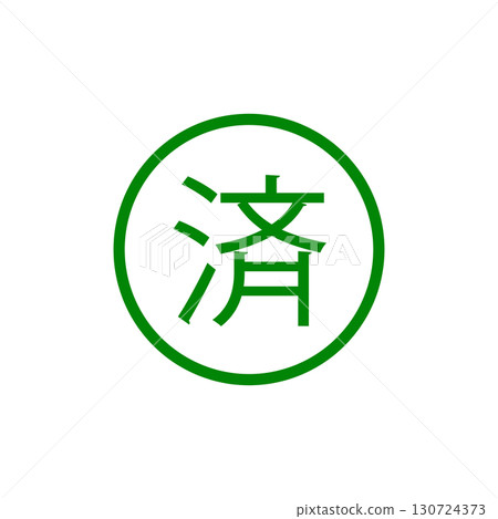 An icon with the word "Done" indicating completion or approval 130724373