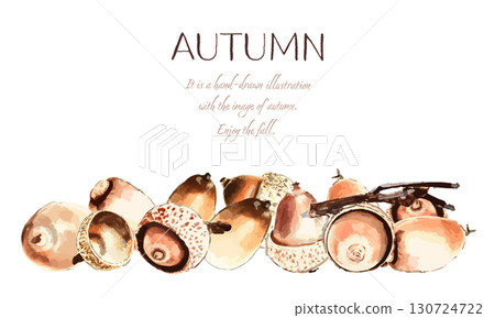 水彩橡子框架 130724722