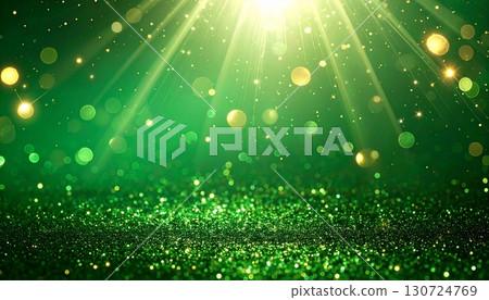 A green bokeh background with a Christmas feel. A fantastic bokeh background material with green and gold sparkles. 130724769