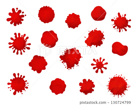 Watercolor blood splatter, splash illustration set 130724799