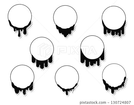 Paint dripping, melting frame illustration set Paint dripping, melting frame illustration set 130724807