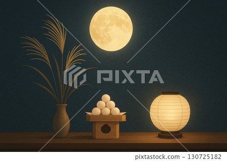 秋夜裡，一波明月與賞月餃子的寧靜景象 130725182