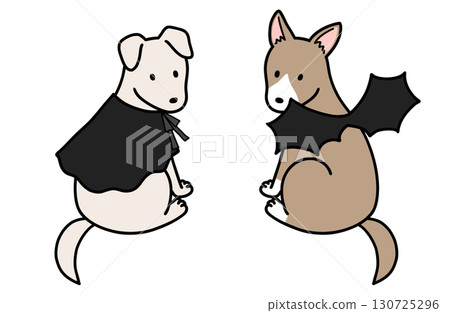 穿著萬聖節服裝的狗、救援犬和混種狗 130725296