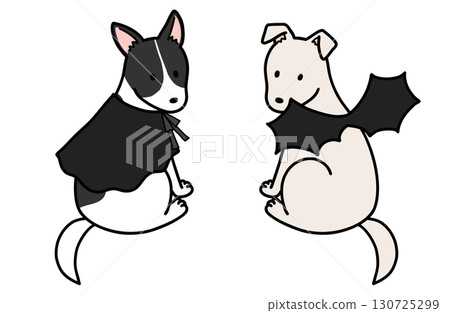 穿著萬聖節服裝的狗、救援犬和混種狗 130725299