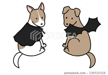 穿著萬聖節服裝的狗、救援犬和混種狗 130725310