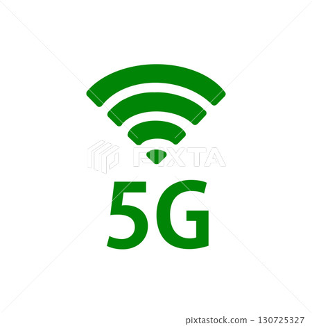 Wi-Fi radio wave and "5G" letter icon Wi-Fi radio wave and "5G" letter icon 130725327