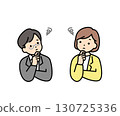 Illustration of a worried male and female business person 130725336