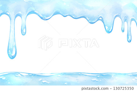 Watercolor dripping light blue liquid frame Watercolor dripping light blue liquid frame 130725350