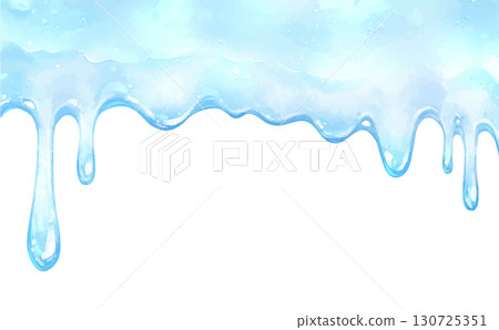 Watercolor dripping light blue liquid 130725351