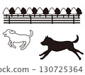 Monochrome illustration of a dog running in a dog run 130725364