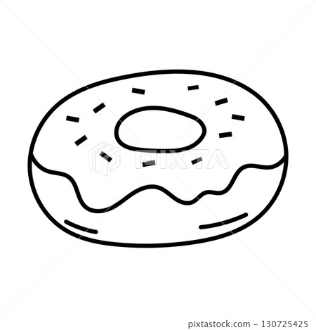 Hand drawn donut illustration with glaze and sprinkles 130725425