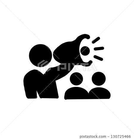 Icon of a person speaking with a loudspeaker Icon of a person speaking with a loudspeaker 130725466
