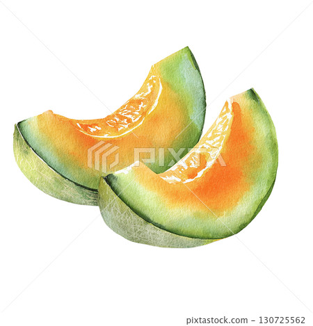 水彩甜瓜卡通水果素材PNG摳圖 水彩甜瓜卡通水果素材PNG摳圖 130725562