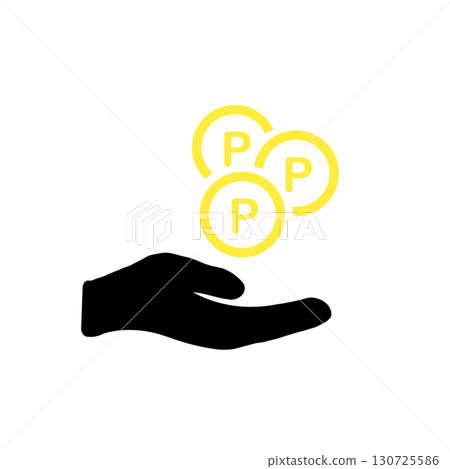 Point icon on the palm Point icon on the palm 130725586