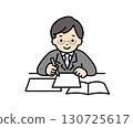 Illustration material of a male businessman filling out documents 130725617