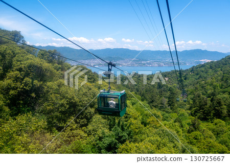 Miyajima ropeway above Mount Misen on Miyajimaa Island, Hiroshima Miyajima ropeway above Mount Misen on Miyajimaa Island, Hiroshima 130725667