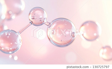 Pale pink foam and serum background that resembles beauty ingredients 130725797
