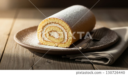 Classic Vanilla Swiss Roll with Powdered Sugar 130726440