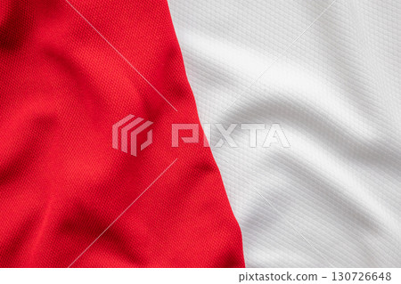 White and red sports clothing fabric football shirt jersey texture background 130726648