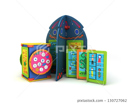 Active intelectual goods for kids childrens furniture and toys 3d render on white 130727062