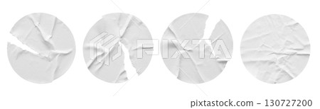 Blank white round torn paper sticker label set isolated on white background Blank white round torn paper sticker label set isolated on white background 130727200