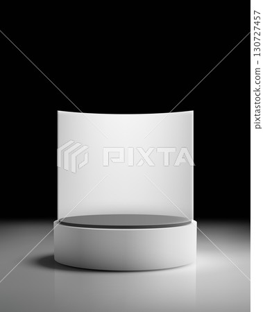 podium mockup display with modern 3d white base and dark top for product presentation showcase in clean minimalist studio background 130727457