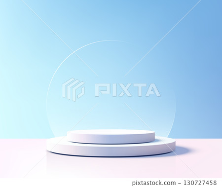 background abstract podium stage display with modern pastel gradient minimal design showcase for product presentation in clean luxury scene with reflection and airy atmosphere 130727458