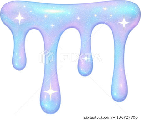 Iridescent pastel slime dripping with sparkles and a glowing effect 130727706