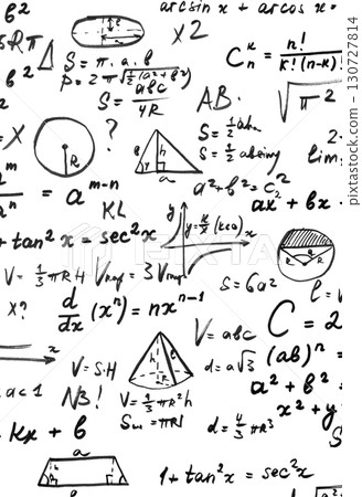 Mathematical Equations on white background. Scientific background concept 130727814
